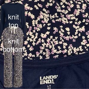 LANDSEND TALL LARGE Pajamas Set Cotton Knit Long Sleeve Top and Long Pants